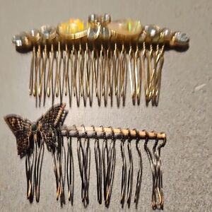 Chic Gold and Silver Butterfly Hair Combs